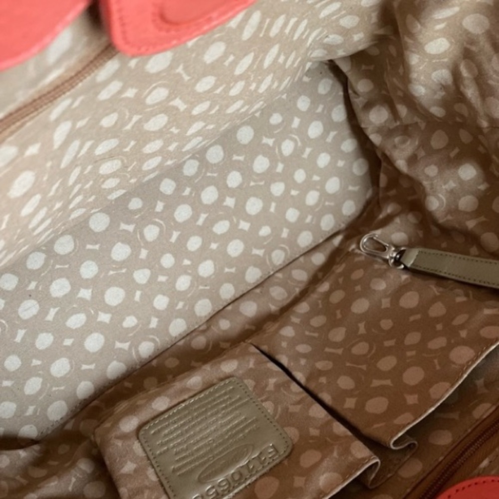 BRIGHTON “PAULINA” CORAL MELON 💯% GENUINE PEBBLED LEATHER SHOULDER TOTE BAG EUC - Picture 14 of 17